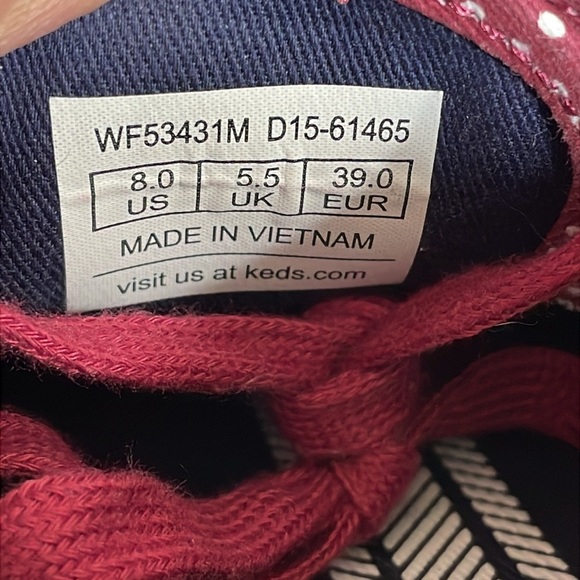 NWOT Keds Champion Burgundy White Polka Dot Canvas Sneakers Eyelet Lace Up  8 - Picture 7 of 13